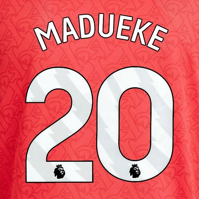 2025 2026 ARSENAL MADUEKE 20 WHITE HOME OFFICIAL PLAYER SIZE NAMESET