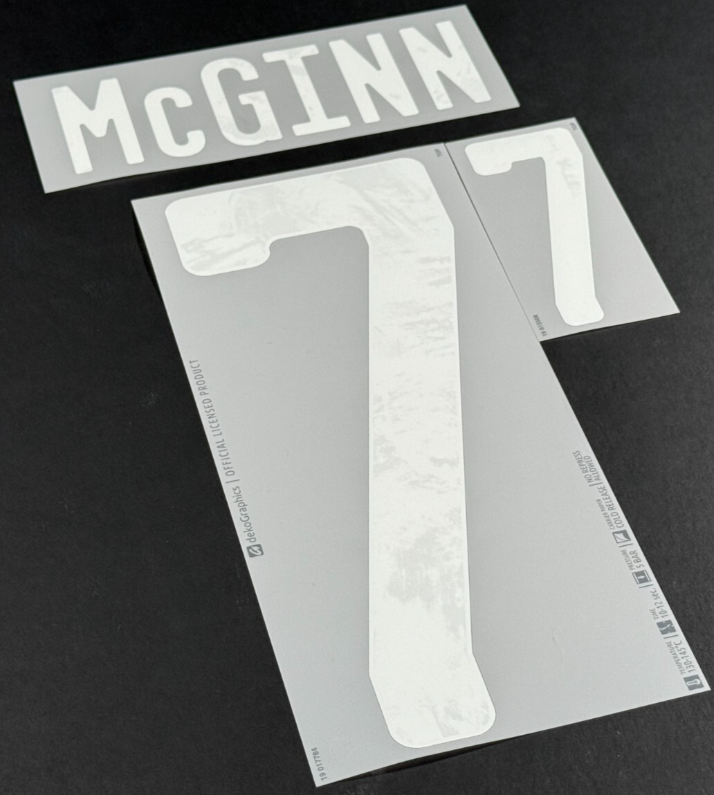 SCOTLAND 2020-2021 OFFICIAL DEKO GRAPHICS McGINN 7 HOME PLAYER SIZE NAME SET
