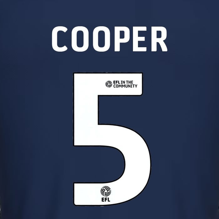 25 26 MILLWALL COOPER 5 OFFICIAL WHITE HOME PLAYER SIZE NAME SET 230MM