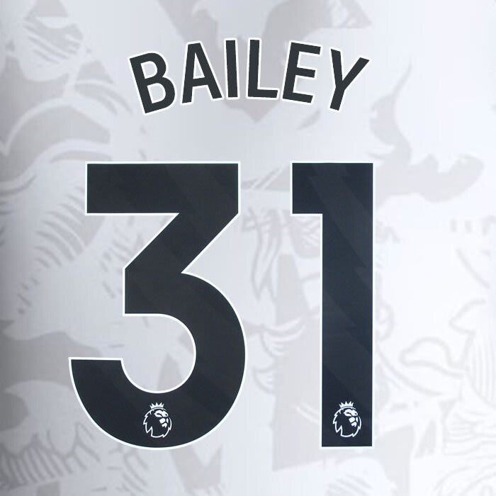2023 2024 ASTON VILLA BAILEY 31 OFFICIAL BLACK AWAY PLAYER SIZE NAMESET