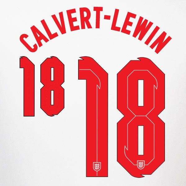 ENGLAND 2020 2021 OFFICIAL SPORTING ID CALVERT-LEWIN 18 HOME PLAYER SIZE NAMESET