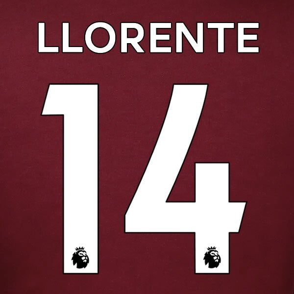 LEEDS UNITED 19-23 LLORENTE R. 14 OFFICIAL AVERY DENNISON WHITE PLAYER SIZE SET