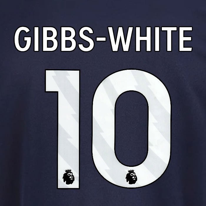 2025 2026 OFFICIAL NOTTINGHAM GIBBS WHITE 10 WHITE 3RD PLAYER SIZE NAMESET
