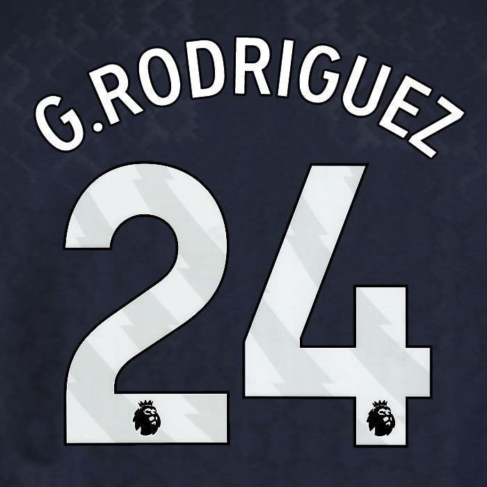 2025 2026 WEST HAM G RODIGUEZ 24 OFFICIAL WHITE 3RD PLAYER SIZE NAMESET
