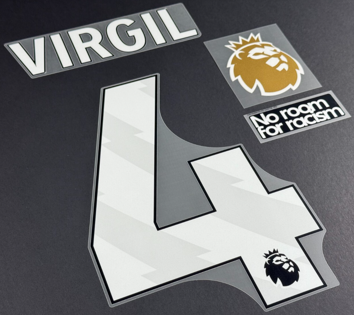 2024 2025 LIVERPOOL VIRGIL 4 OFFICIAL AVERY DENNISON WHITE PLAYER SIZE + PATCHES
