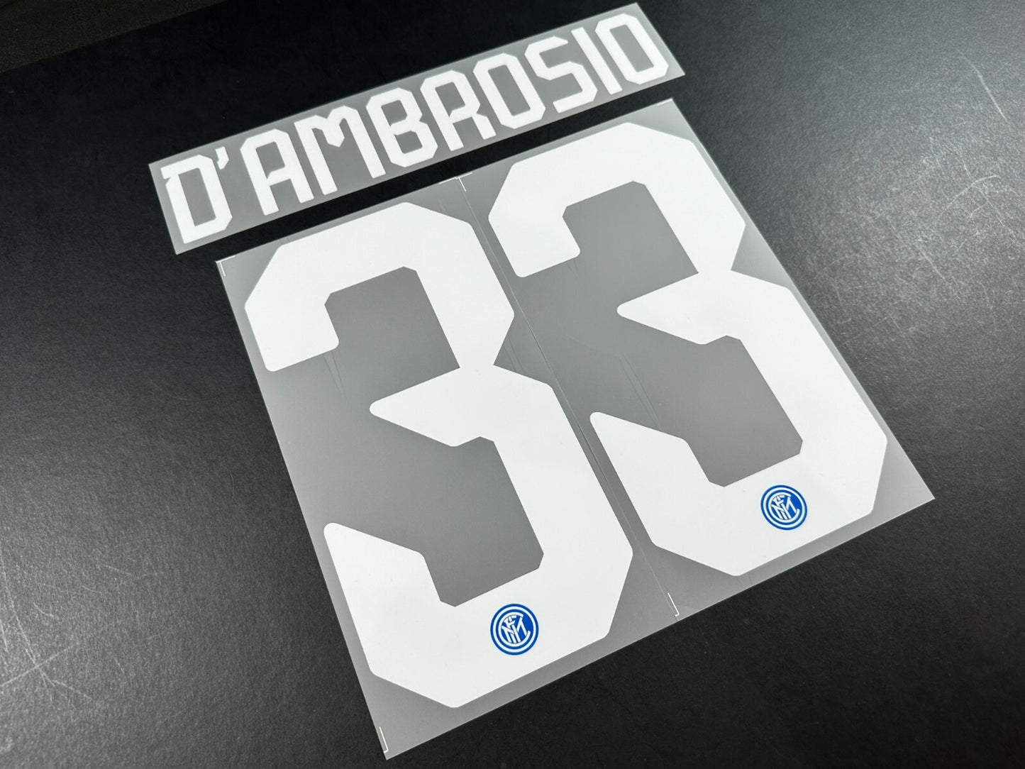 INTER MILAN 2019 2020 D AMBROSIO 33 OFFICIAL HOME WHITE PLAYER SIZE NAMESET