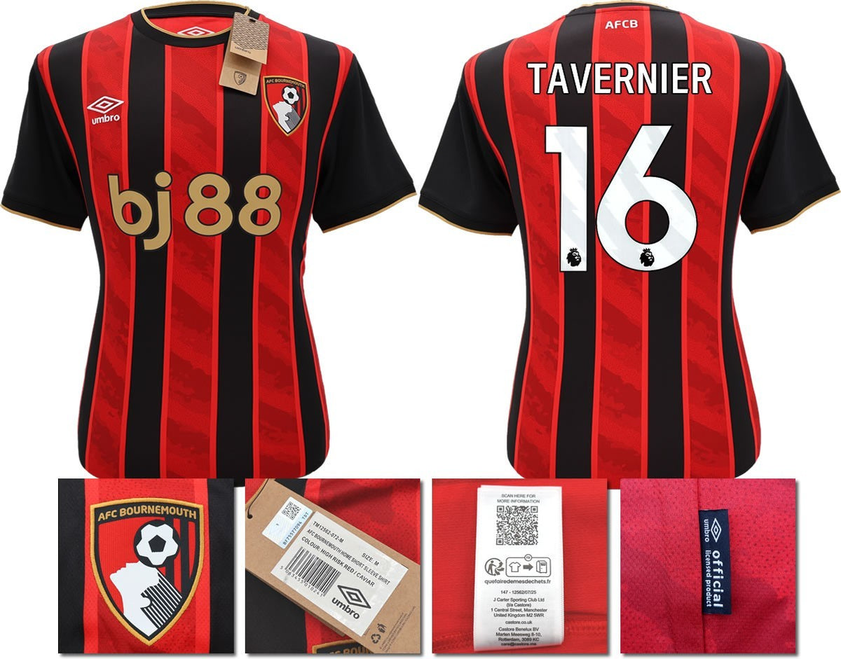 BNWT 2025 2026 UMBRO AFC BOURNEMOUTH HOME SHIRT TAVERNIER 16