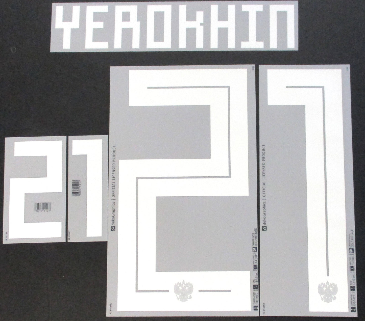 RUSSIA 2018 2019 OFFICIAL YEROKHIN 21 WHITE PLAYER SIZE NAMESET 260MM
