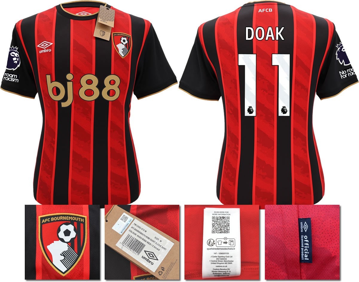 BNWT 2025 2026 UMBRO AFC BOURNEMOUTH HOME SHIRT DOAK 11