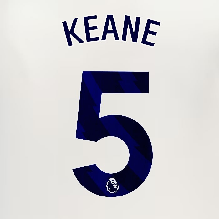 2024 2025 EVERTON KEANE 5 OFFICIAL BLUE 3RD PLAYER SIZE NAMESET