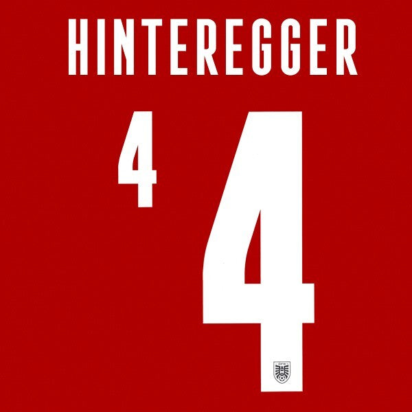 AUSTRIA 2020 2021 OFFICIAL HINTEREGGER 4 HOME PLAYER SIZE NAMESET