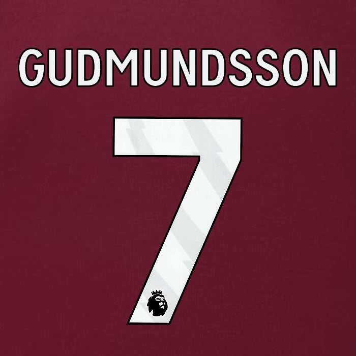2023 2024 BURNLEY GUDMUNDSSON 7 OFFICIAL WHITE HOME PLAYER SIZE NAMESET