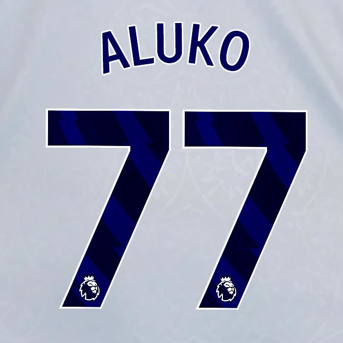 2024 2025 OFFICIAL LEICESTER CITY ALUKO 77 BLUE 3RD PLAYER SIZE NAME SET