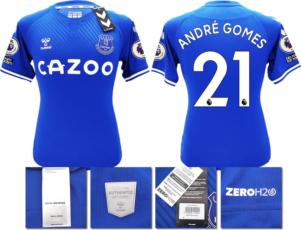 BNWT 2020 2021 HUMMEL EVERTON HOME SHIRT MEN'S ANDRE GOMES 21 + PATCHES