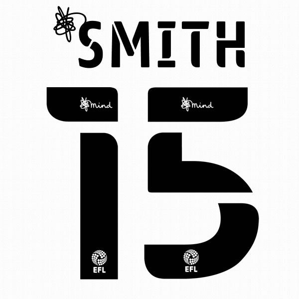 BOURNEMOUTH 2020 2021 OFFICIAL SMITH 15 ELMS 3RD PLAYER SIZE NAME SET