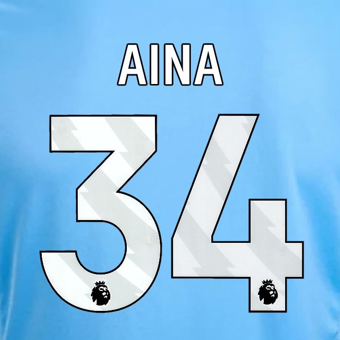 2024 2025 OFFICIAL NOTTINGHAM AINA 34 WHITE 3RD PLAYER SIZE NAMESET