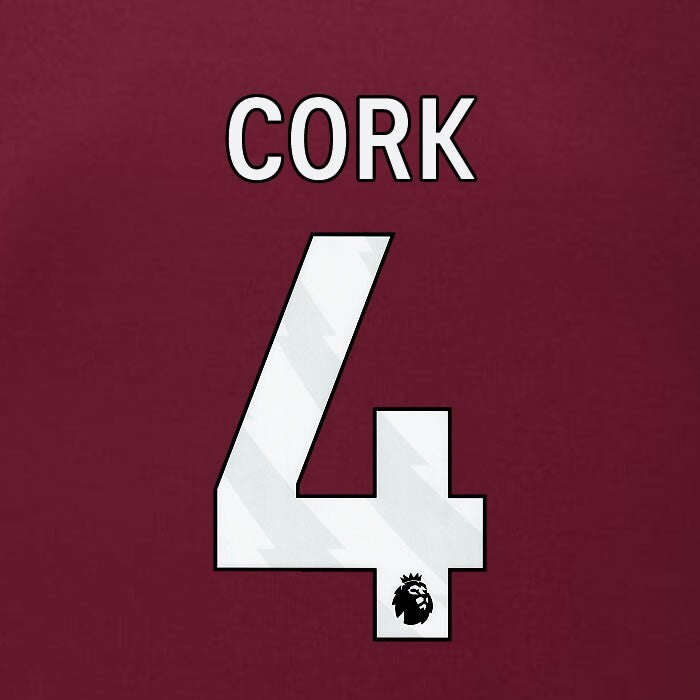 2023 2024 BURNLEY CORK 4 OFFICIAL WHITE HOME PLAYER SIZE NAMESET