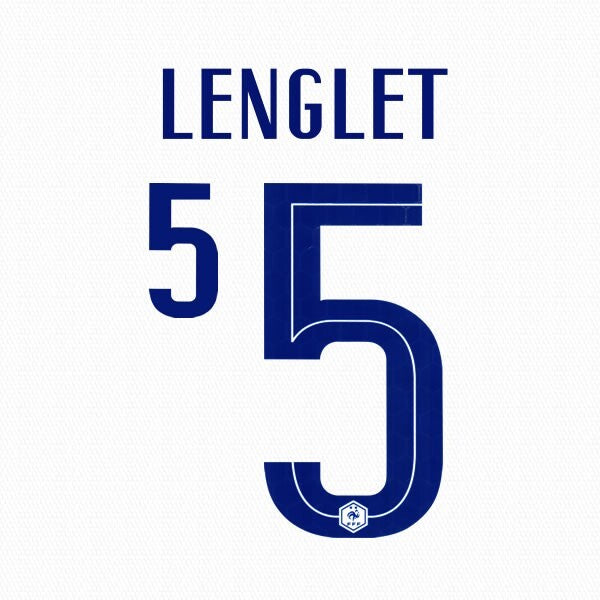 FRANCE 2020 2021 OFFICIAL LENGLET 5 AWAY PLAYER SIZE NAMESET
