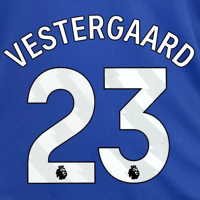2024 2025 OFFICIAL LEICESTER CITY VESTERGAARD 23 WHITE HOME PLAYER SIZE NAME SET