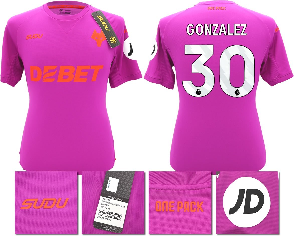 BNWT 2024/2025 WOLVES F.C. SUDU THIRD SHIRT GONZALEZ 30