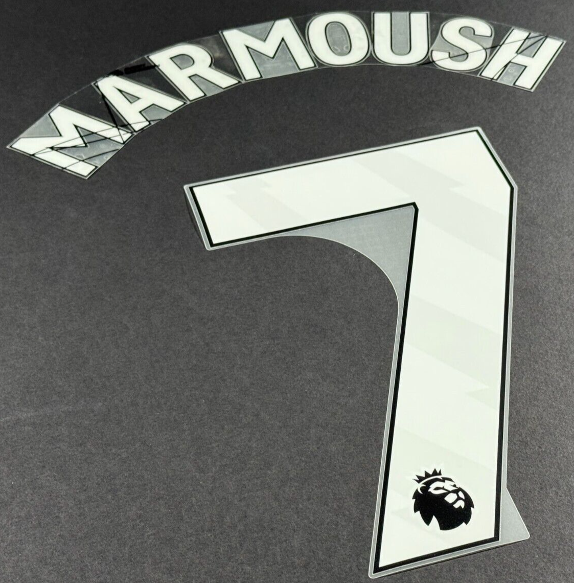 MAN CITY 2024/2025 MARMOUSH 7 OFFICIAL AVERY DENNISON WHITE PLAYER SIZE NAME SET