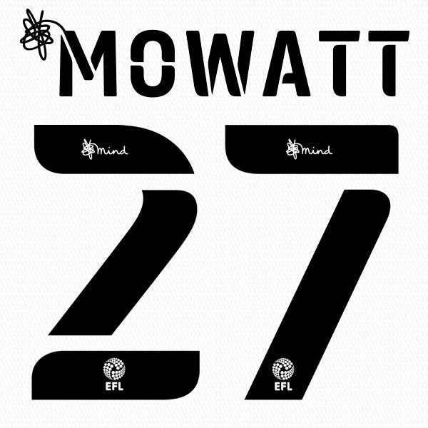 BARNSLEY 2020 2021 OFFICIAL MOWATT 27 AWAY PLAYER SIZE NAME SET