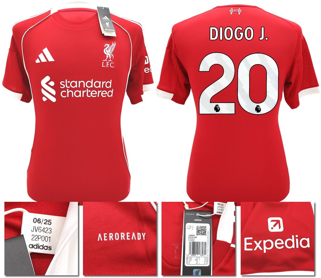 BNWT 2025 2026 LIVERPOOL ADIDAS HOME SHIRT DIOGO J. 20 + PACTHES MEN'S