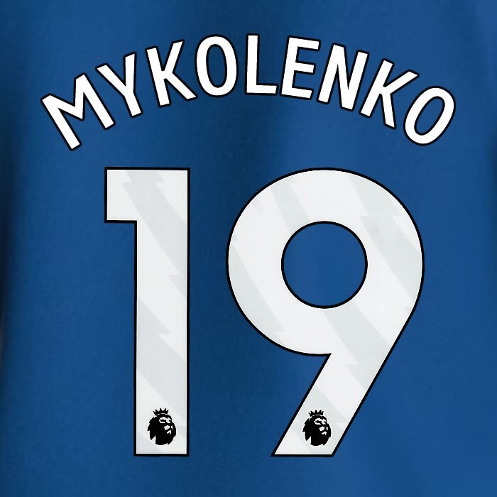 2023 2024 EVERTON MYKOLENKO 19 OFFICIAL WHITE HOME PLAYER SIZE NAMESET