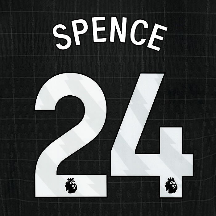 2025 2026 TOTTENHAM SPENCE 24 WHITE AWAY PLAYER SIZE NAME SET