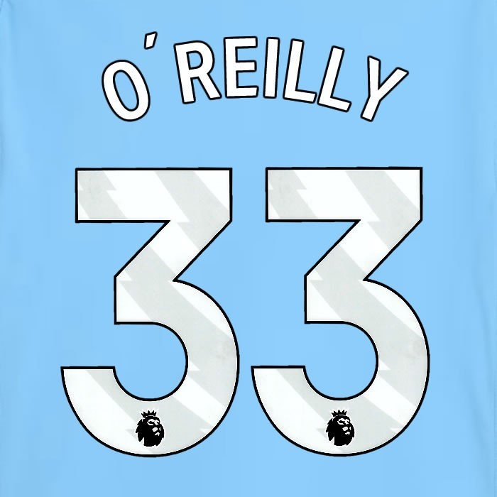 2025 2026 MANCHESTER CITY O REILLY 33 WHITE HOME PLAYER SIZE NAME SET
