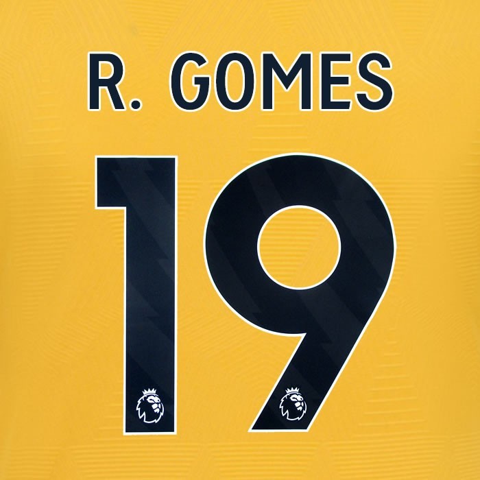 2024 2025 WOLVES HOME BLACK R GOMES 19 OFFICIAL PLAYER SIZE NAMESET