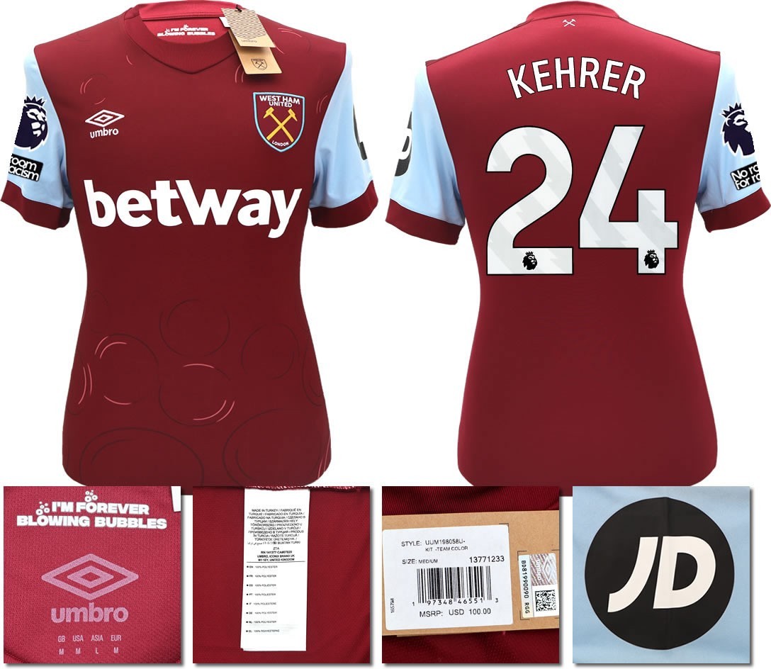 BNWT 2023 2024 UMBRO WEST HAM HOME SHIRT KEHRER 24 MEN'S
