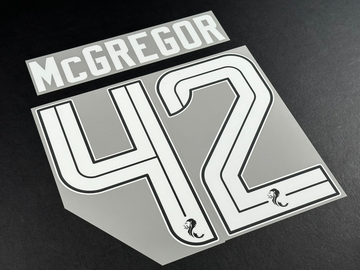 CELTIC 2024 2025 OFFICIAL SPORTING ID McGREGOR 42 AWAY WHITE PLAYER NAMESET
