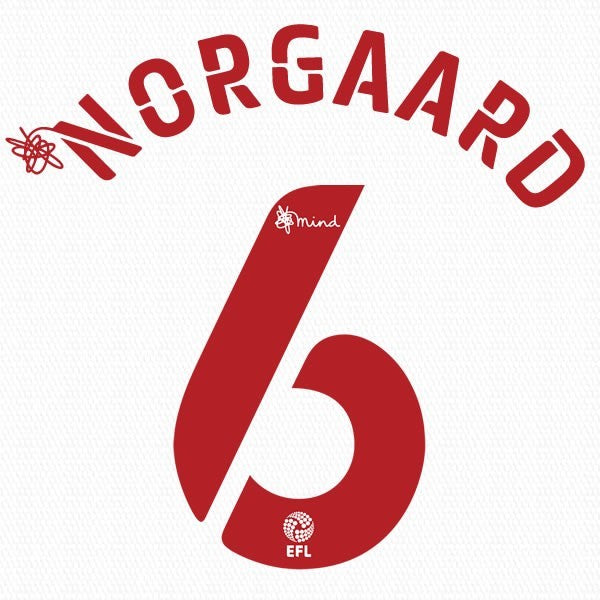 BRENTFORD 2020 2021 OFFICIAL NORGAARD 6 3RD PLAYER SIZE NAME SET