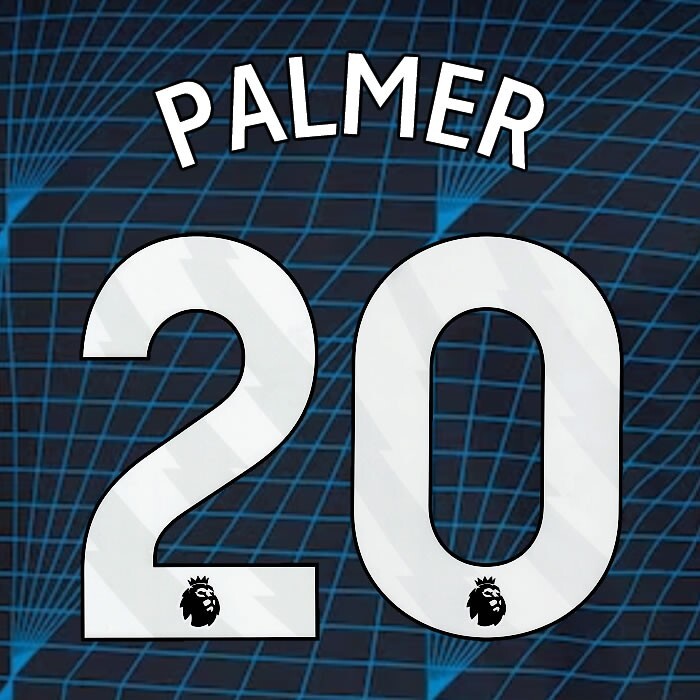 2023 2024 OFFICIAL CHELSEA PALMER 20 WHITE AWAY PLAYER SIZE NAMESET