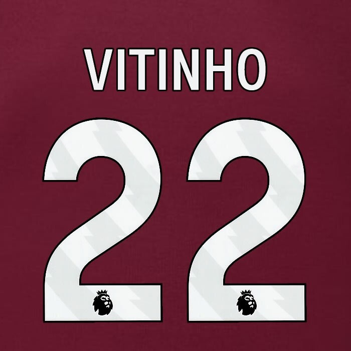 2023 2024 BURNLEY VITINHO 22 OFFICIAL WHITE HOME PLAYER SIZE NAMESET