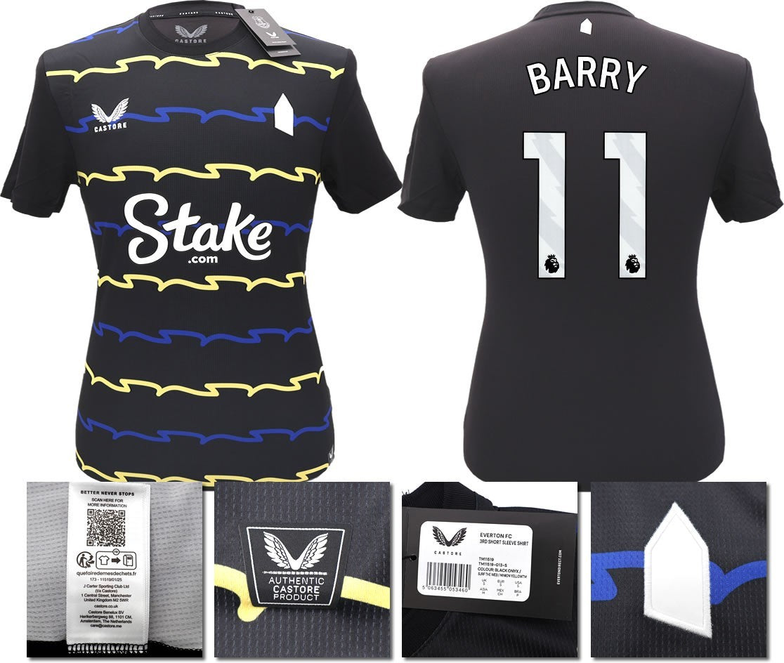 BNWT 2025/2026 EVERTON F.C. CASTORE 3RD SHIRT BARRY 11 + PATCHES
