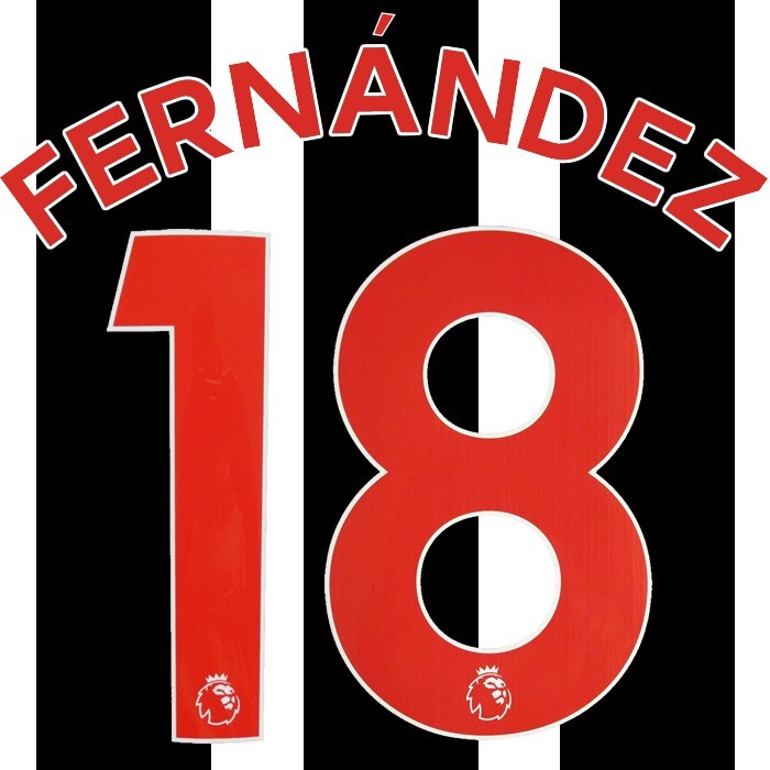 NEWCASTLE UNITED 19-23 FERNANDEZ 18 OFFICIAL AVERY DENNISON RED PLAYER SIZE SET