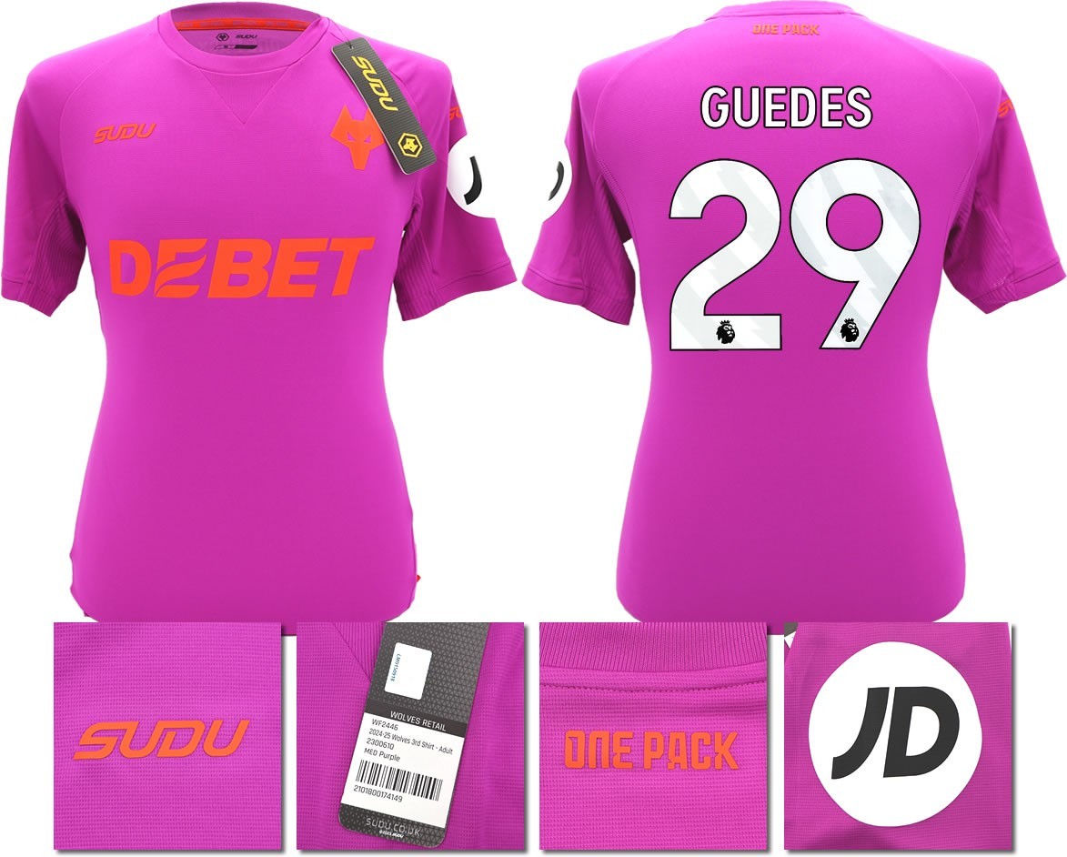 BNWT 2024/2025 WOLVES F.C. SUDU THIRD SHIRT GUEDES 29 + PATCHES