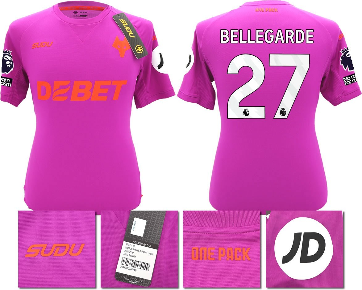 BNWT 2024/2025 WOLVES F.C. SUDU THIRD SHIRT BELLEGARDE 27