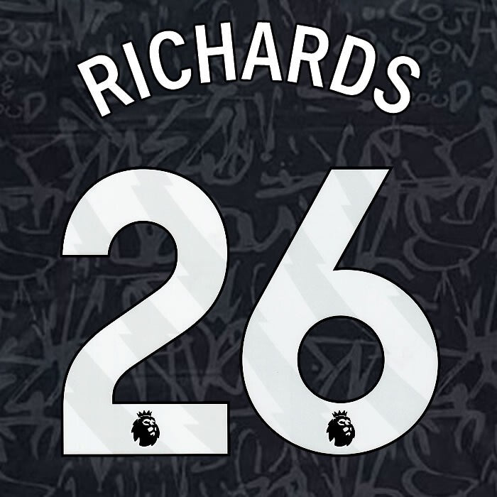 2023 2024 OFFICIAL CRYSTAL PALACE RICHARDS 26 WHITE 3RD PLAYER SIZE NAMESET