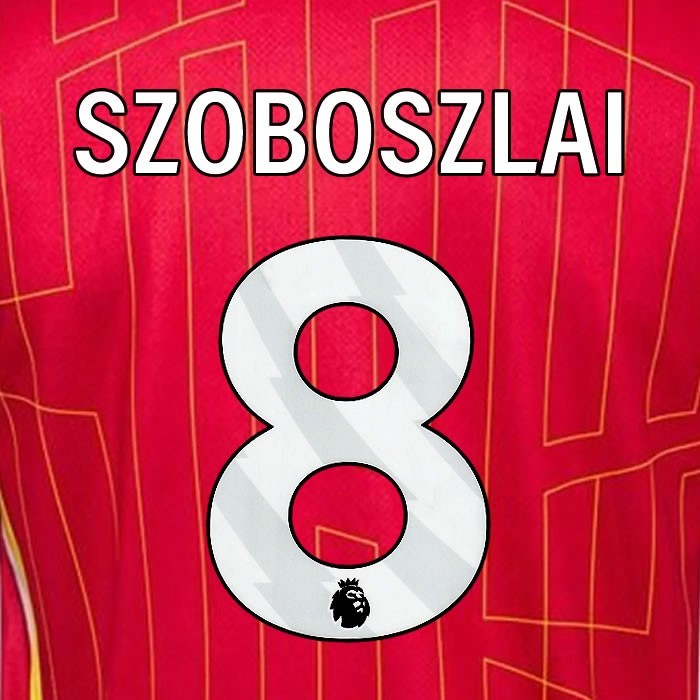 2024 2025 OFFICIAL LIVERPOOL SZOBOSZLAI 8 WHITE HOME PLAYER SIZE NAMESET