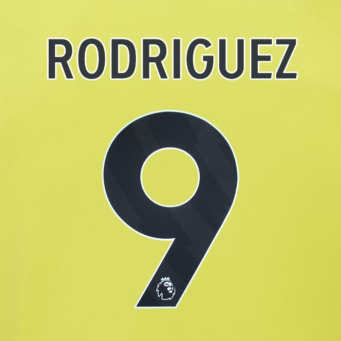 2023 2024 BURNLEY RODRIGUEZ 9 OFFICIAL BLACK AWAY PLAYER SIZE NAMESET