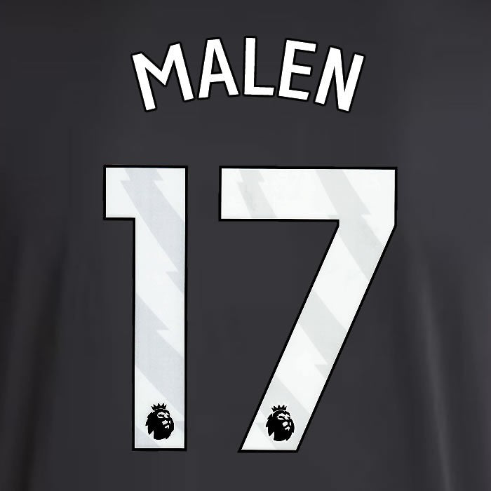 2025 2026 ASTON VILLA MALEN 17 OFFICIAL WHITE AWAY PLAYER SIZE NAMESET
