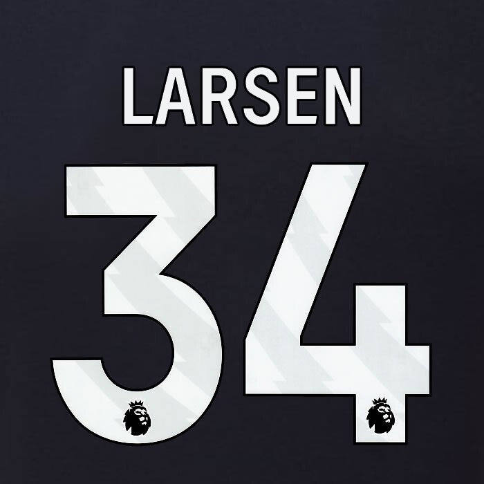 2023 2024 BURNLEY LARSEN 34 OFFICIAL WHITE 3RD PLAYER SIZE NAMESET
