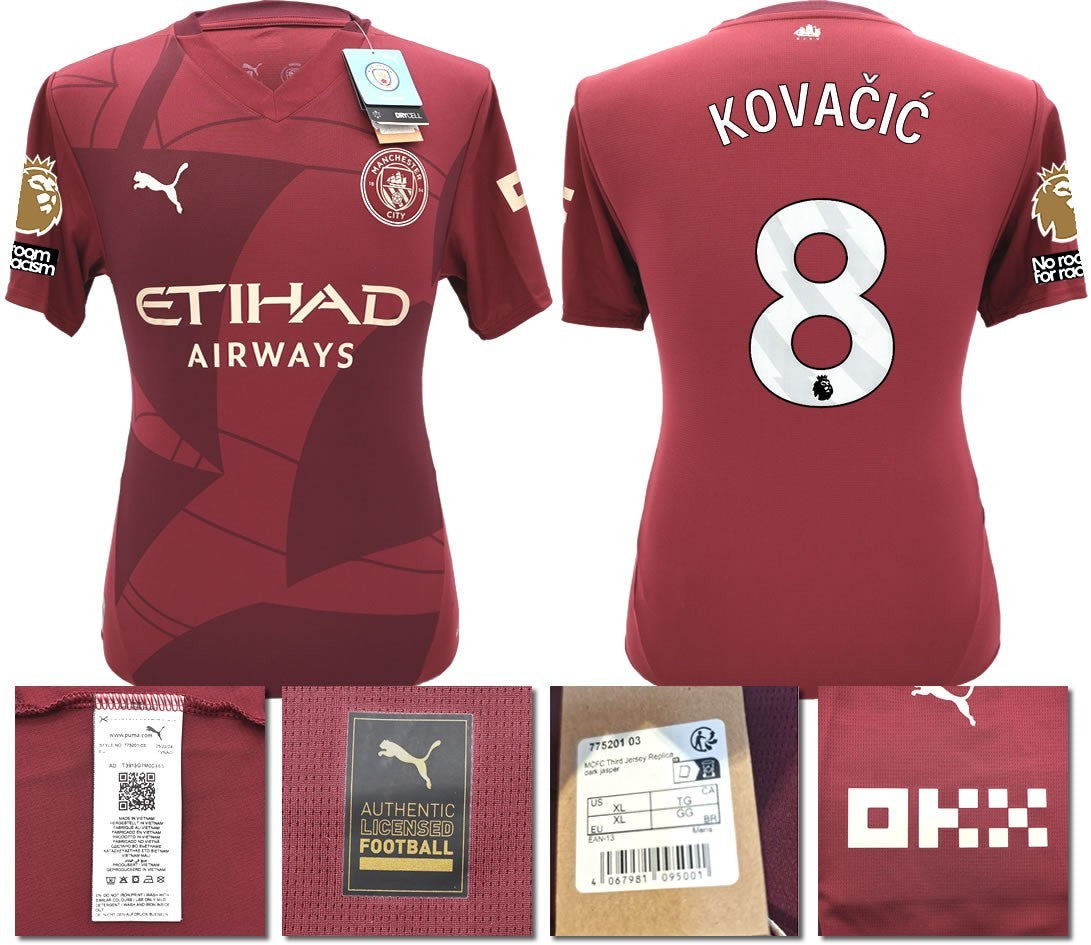 BNWT 24 25 MAN CITY PUMA THIRD KOVACIC 8 + PATCHES FOOTBALL SHIRT MENS SMALL