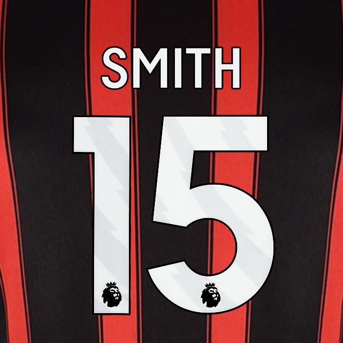 2023 2024 BOURNEMOUTH SMITH 15 WHITE HOME PLAYER SIZE NAME SET
