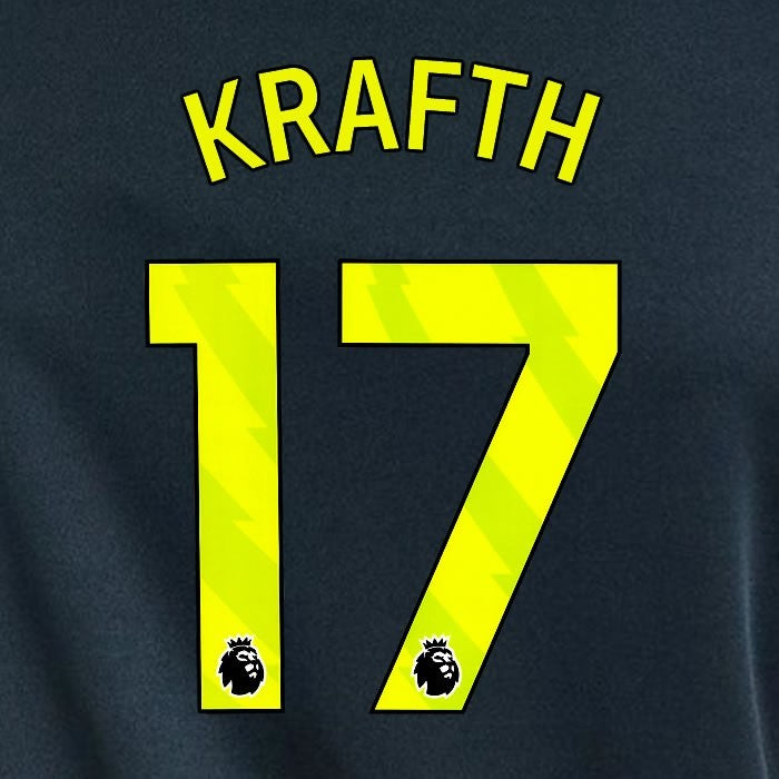 2023 2024 NEWCASTLE KRAFTH 17 OFFICIAL YELLOW 3rd PLAYER SIZE NAME SET