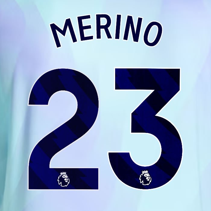 2024 2025 ARSENAL MERINO 23 BLUE 3RD OFFICIAL PLAYER SIZE NAMESET