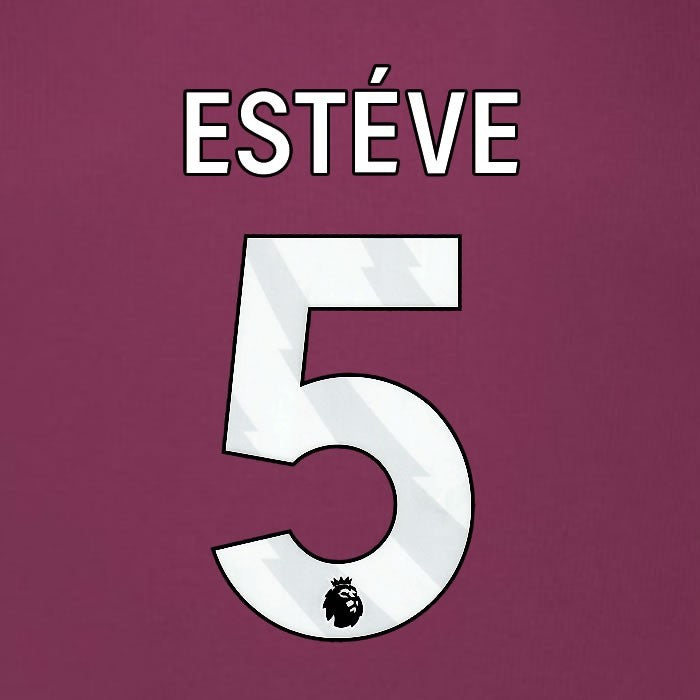 2025 2026 BURNLEY ESTEVE 5 OFFICIAL WHITE HOME PLAYER SIZE NAMESET